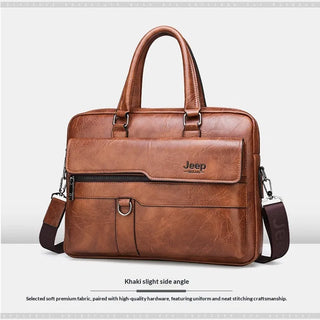 PU Leather Laptop Briefcase – Waterproof Business Commuter Shoulder Bag