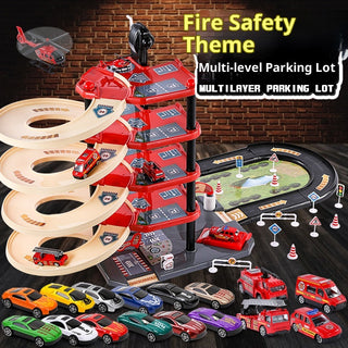 Kids Multi-Level Alloy Car Parking Garage Playset with Elevator & Lift Track