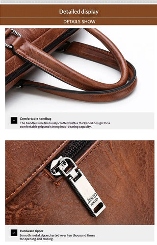 PU Leather Laptop Briefcase – Waterproof Business Commuter Shoulder Bag