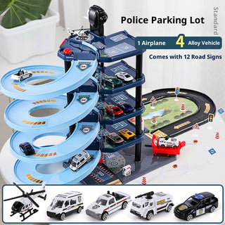 Kids Multi-Level Alloy Car Parking Garage Playset with Elevator & Lift Track