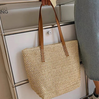 Elevate Your Summer Style with Our Chic Large Capacity Straw Woven Tote Bag - Perfect for Beach Days and Parties!