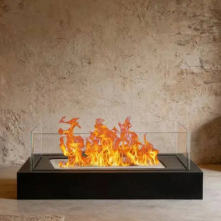 Rectangle Glass Tabletop Fireplace – Portable Clean Burning Fire Bowl for Indoor & Outdoor Use