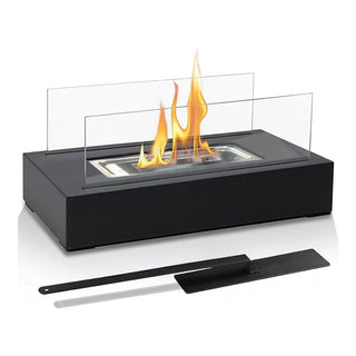 Rectangle Glass Tabletop Fireplace – Portable Clean Burning Fire Bowl for Indoor & Outdoor Use