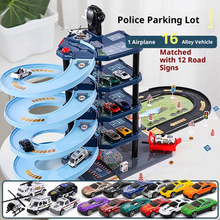 Kids Multi-Level Alloy Car Parking Garage Playset with Elevator & Lift Track