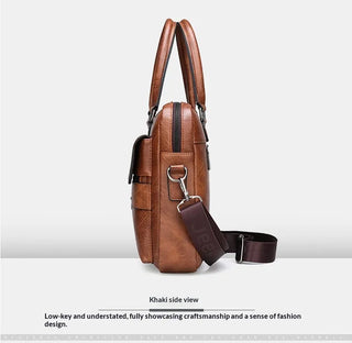 PU Leather Laptop Briefcase – Waterproof Business Commuter Shoulder Bag