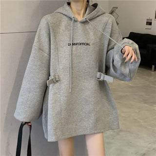 Women’s Oversized Fleece-Lined Hoodie – Korean-Style Thick Pullover Sweatshirt