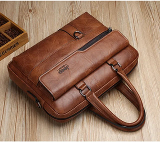 PU Leather Laptop Briefcase – Waterproof Business Commuter Shoulder Bag