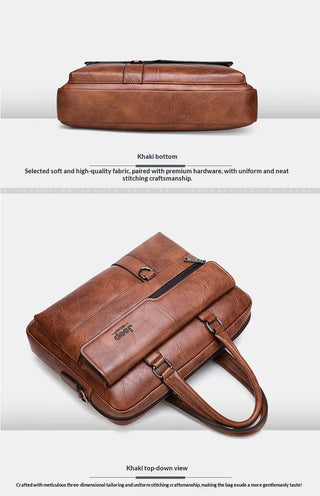 PU Leather Laptop Briefcase – Waterproof Business Commuter Shoulder Bag