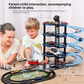 Kids Multi-Level Alloy Car Parking Garage Playset with Elevator & Lift Track