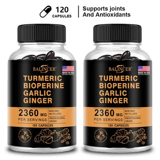 Turmeric Ginger Supplement - 2360 Mg Ultimate 4-In-1 with Garlic & Black Pepper for Joint, Digestive & Immune Wellness