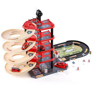 Kids Multi-Level Alloy Car Parking Garage Playset with Elevator & Lift Track