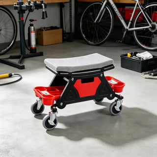 Rolling Mechanic Stool with Tool Trays, 4-Inch Casters & 300 lb Capacity