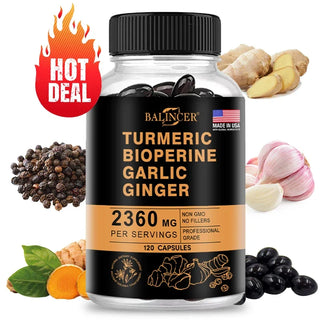 Turmeric Ginger Supplement - 2360 Mg Ultimate 4-In-1 with Garlic & Black Pepper for Joint, Digestive & Immune Wellness