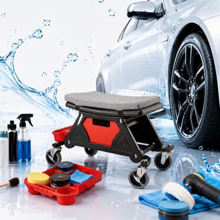 Rolling Mechanic Stool with Tool Trays, 4-Inch Casters & 300 lb Capacity