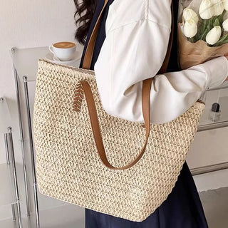 Elevate Your Summer Style with Our Chic Large Capacity Straw Woven Tote Bag - Perfect for Beach Days and Parties!