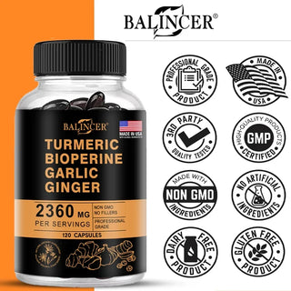 Turmeric Ginger Supplement - 2360 Mg Ultimate 4-In-1 with Garlic & Black Pepper for Joint, Digestive & Immune Wellness