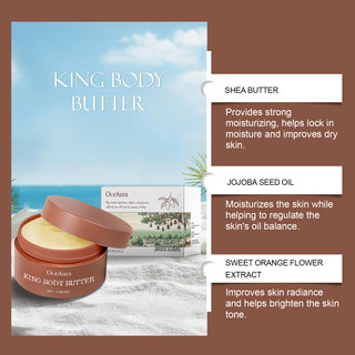 OceAura King Body Butter – Deeply Nourishing Shea Butter Moisturizer with Jojoba Seed Oil & Sweet Orange Blossom Extract for Soft, Smooth & Soothed Skin
