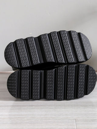 Women’s Black Studded Platform Ankle Boots with Side Zipper