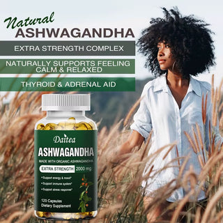 Daitea Organic Ashwagandha Extract 2000mg – Extra Strength Supplement for Stress Relief, Immune Support, Energy Enhancement & Antioxidant Protection (120 Capsules)