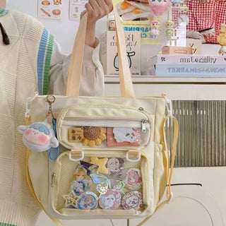 Japanese Transparent Ita Bag - Large Capacity Anime-Inspired Handbag for Women, Nylon Crossbody Tote for Girls