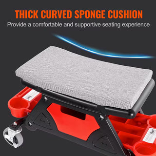 Rolling Mechanic Stool with Tool Trays, 4-Inch Casters & 300 lb Capacity