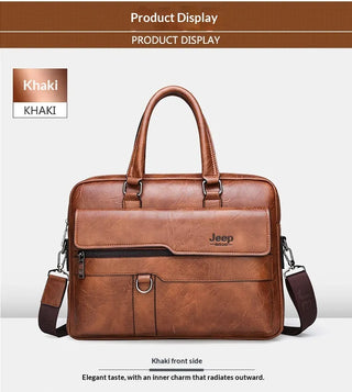 PU Leather Laptop Briefcase – Waterproof Business Commuter Shoulder Bag