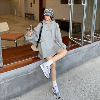 Women’s Oversized Fleece-Lined Hoodie – Korean-Style Thick Pullover Sweatshirt
