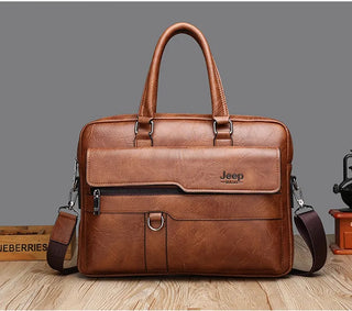 PU Leather Laptop Briefcase – Waterproof Business Commuter Shoulder Bag