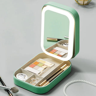 LED Lighted Makeup Case with 3-Level Touch Mirror – Portable Travel Cosmetic Storage Box