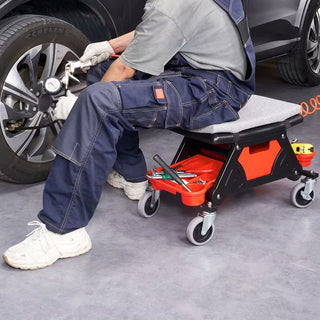 Rolling Mechanic Stool with Tool Trays, 4-Inch Casters & 300 lb Capacity