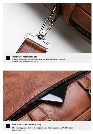 PU Leather Laptop Briefcase – Waterproof Business Commuter Shoulder Bag