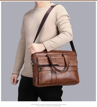 PU Leather Laptop Briefcase – Waterproof Business Commuter Shoulder Bag
