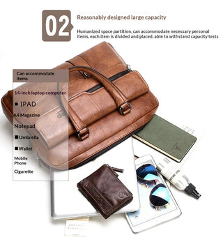 PU Leather Laptop Briefcase – Waterproof Business Commuter Shoulder Bag