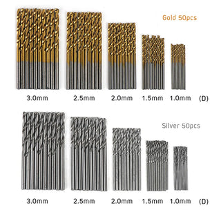 Premium 50PCS HSS Twist Drill & Mini Extractor Bit Set - Titanium Coated for Precision Metal & Wood Drilling (1-3mm)