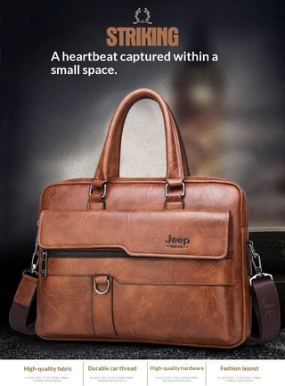 PU Leather Laptop Briefcase – Waterproof Business Commuter Shoulder Bag