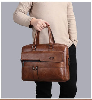 PU Leather Laptop Briefcase – Waterproof Business Commuter Shoulder Bag
