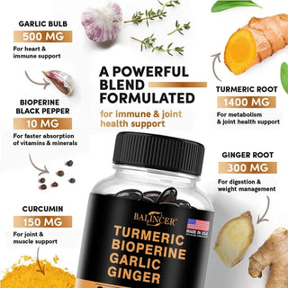 Turmeric Ginger Supplement - 2360 Mg Ultimate 4-In-1 with Garlic & Black Pepper for Joint, Digestive & Immune Wellness