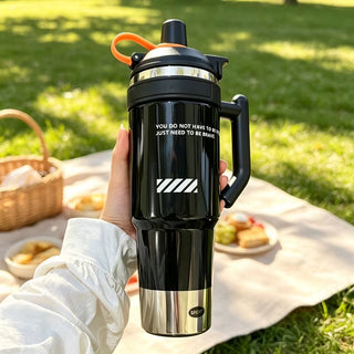 1L Insulated Stainless Steel Water Bottle with Handle, Straw & Locking Lid