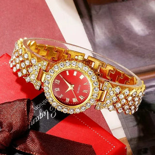 Stylish Women's Quartz Watch & Color Diamond Gemstone Accessory Set
