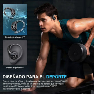 GDLYL HD65 Wireless Sports Earphones - HiFi Stereo Sound, Bluetooth 5.4, LED Power Display, Built-in Mics
