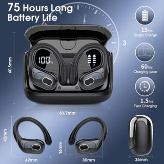 GDLYL HD65 Wireless Sports Earphones - HiFi Stereo Sound, Bluetooth 5.4, LED Power Display, Built-in Mics