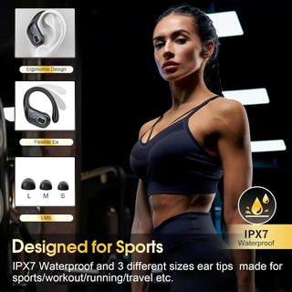 GDLYL HD65 Wireless Sports Earphones - HiFi Stereo Sound, Bluetooth 5.4, LED Power Display, Built-in Mics