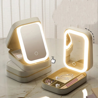 LED Lighted Makeup Case with 3-Level Touch Mirror – Portable Travel Cosmetic Storage Box