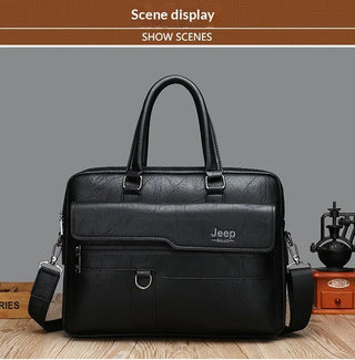 PU Leather Laptop Briefcase – Waterproof Business Commuter Shoulder Bag