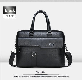 PU Leather Laptop Briefcase – Waterproof Business Commuter Shoulder Bag