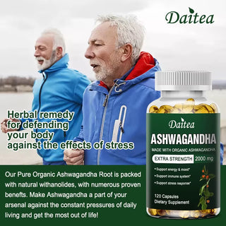 Daitea Organic Ashwagandha Extract 2000mg – Extra Strength Supplement for Stress Relief, Immune Support, Energy Enhancement & Antioxidant Protection (120 Capsules)