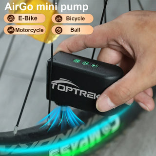 Toptrek 100 PSI Portable Mini Electric Air Pump with 1260mAh Battery for Bicycle and Motorcycle, Compatible with Presta and Schrader Valves