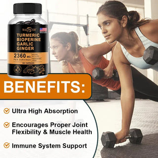 Turmeric Ginger Supplement - 2360 Mg Ultimate 4-In-1 with Garlic & Black Pepper for Joint, Digestive & Immune Wellness