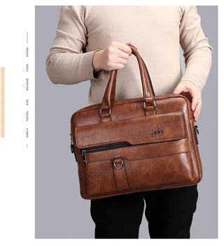 PU Leather Laptop Briefcase – Waterproof Business Commuter Shoulder Bag