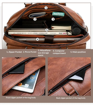 PU Leather Laptop Briefcase – Waterproof Business Commuter Shoulder Bag
